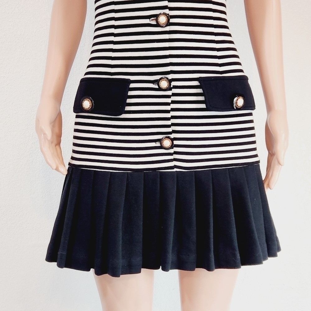 David Benjamin Vintage Navy/White Button Front Dress Sz M - Picture 5 of 15